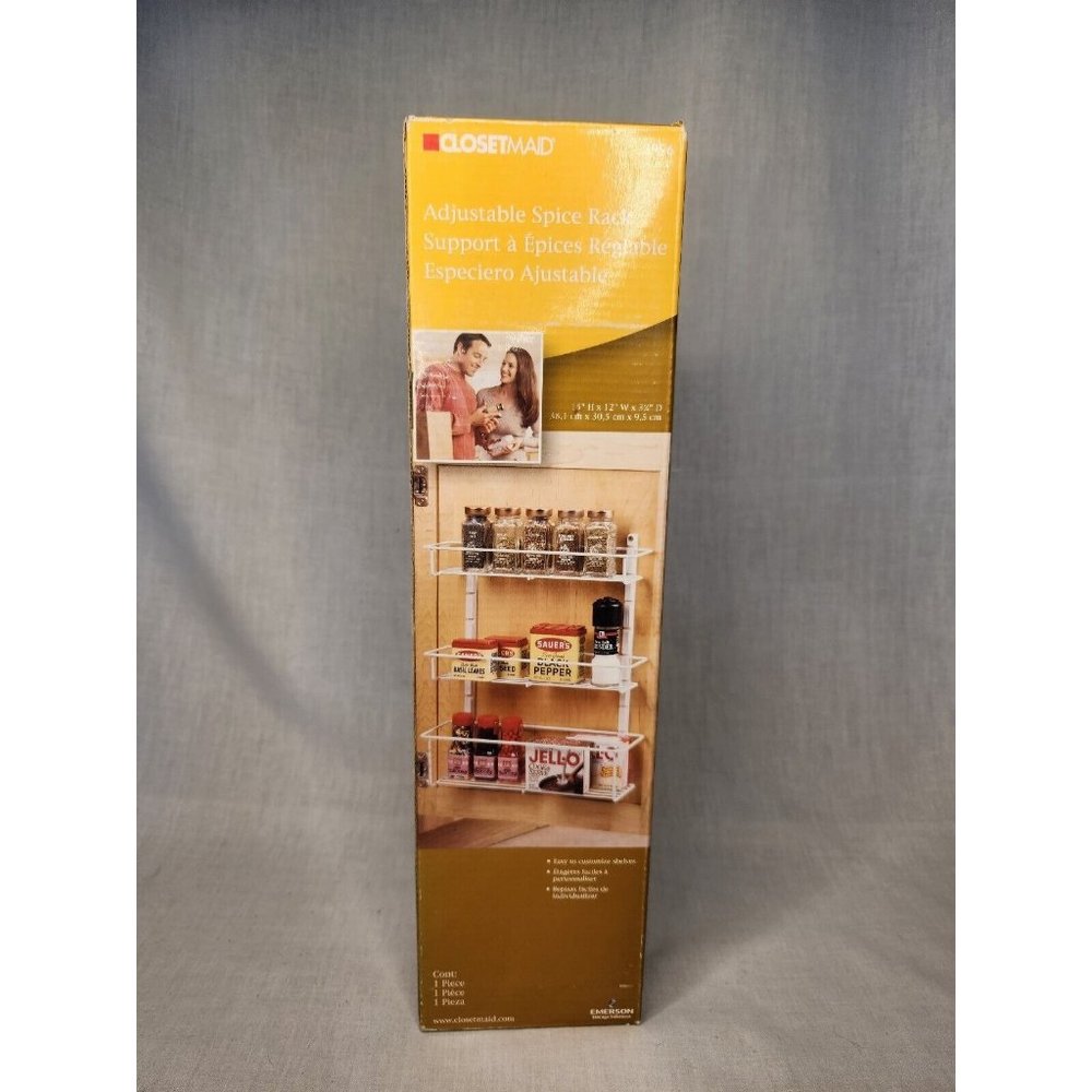 ClosetMaid Adjustable 3 Shelf Spice Rack Organizer Cabinet/Wall Mount Old Stock